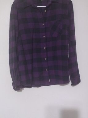 Field and Stream 100% Cotton Flannel Purple Black Shirt